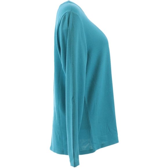 NWT DENIM & CO. ESSENTIALS HEAVENLY JERSEY CARDIGAN MEDIUM TEAL BLUE XXS - Picture 4 of 8